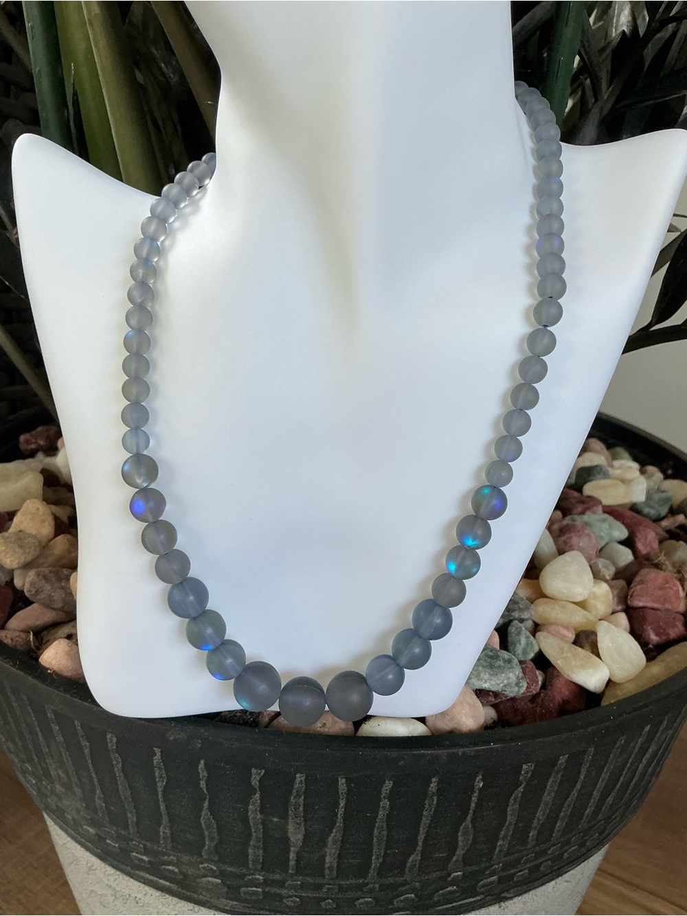 Gray Moonstone Beaded Necklace - Picture 2 of 4